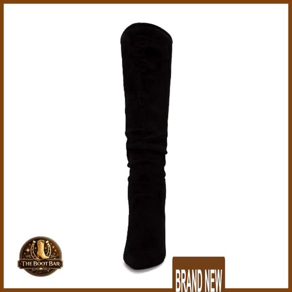 Knee High Slouchy Boots Wide Calf Kitten Heel Pointed Toe Pull On Winter - Picture 6 of 7